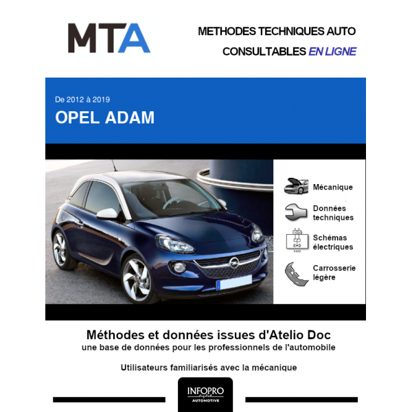 MTA Opel Adam HAYON 3 portes de 09/2012 à ce jour