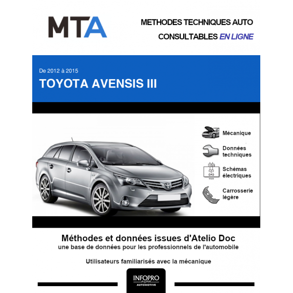 MTA Toyota Avensis III BREAK 5 portes de 01/2012 à 12/2015