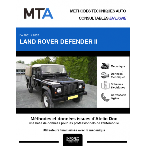 MTA Land rover Defender II CHASSIS CABINE 4 portes de 10/2001 à 10/2002