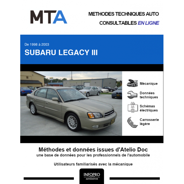 MTA Subaru Legacy III BERLINE 4 portes de 09/1998 à 10/2003