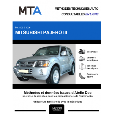 MTA Mitsubishi Pajero III BREAK 3 portes de 02/2003 à 12/2006
