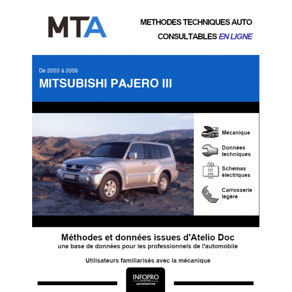 MTA Mitsubishi Pajero III BREAK 5 portes de 02/2003 à 12/2006