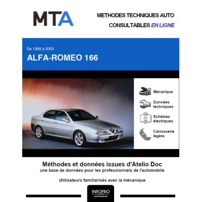 MTA Alfa-romeo 166 BERLINE 4 portes de 10/1998 à 11/2003