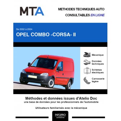 MTA Opel Combo -corsa- II FOURGON 3 portes de 01/2002 à 07/2004