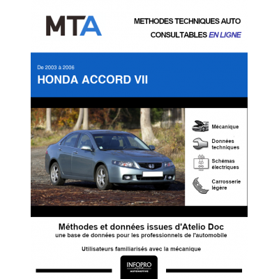MTA Honda Accord VII BERLINE 4 portes de 01/2003 à 04/2006
