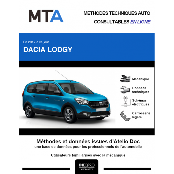 MTA Dacia Lodgy MONOSPACE 5 portes de 01/2017 à ce jour