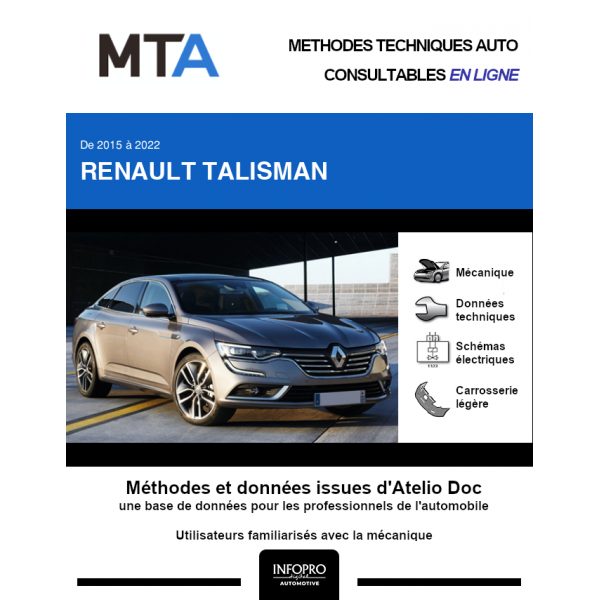 MTA Renault Talisman BERLINE 4 portes de 09/2015 à ce jour