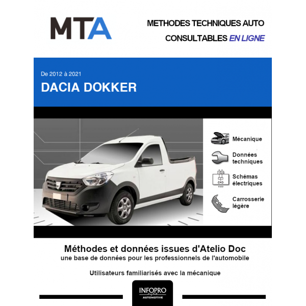 MTA Dacia Dokker PICKUP 2 portes de 10/2012 à ce jour
