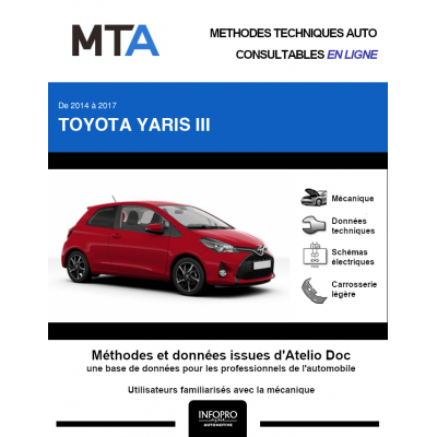 MTA Toyota Yaris III HAYON 3 portes de 06/2014 à ce jour