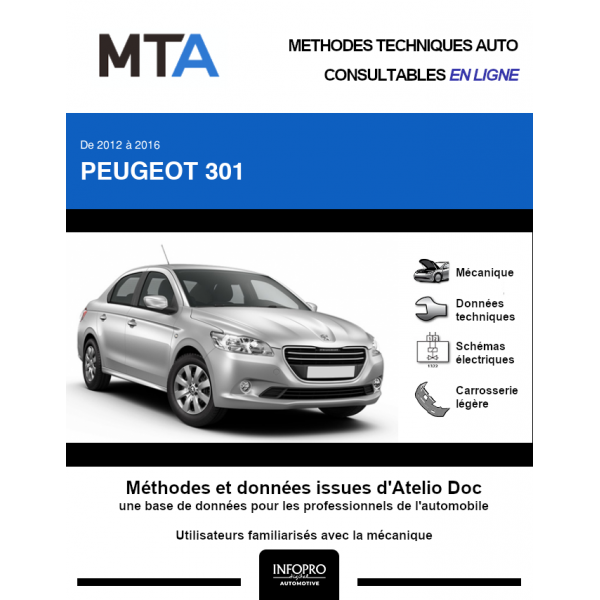 MTA Peugeot 301 BERLINE 4 portes de 06/2012 à 12/2016