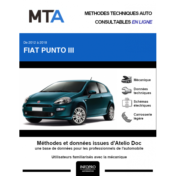 MTA Fiat Punto III HAYON 3 portes de 01/2012 à ce jour