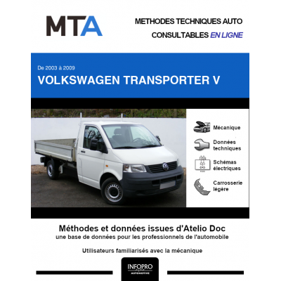 MTA Volkswagen Transporter V PICKUP 2 portes de 06/2003 à 08/2009