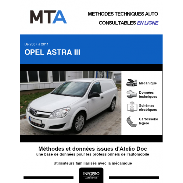 MTA Opel Astra III FOURGON 3 portes de 01/2007 à 12/2011