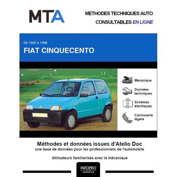 MTA Fiat Cinquecento HAYON 3 portes de 07/1992 à 09/1998