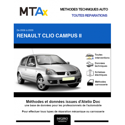 MTA Expert Renault Clio campus II HAYON 3 portes de 07/2006 à 07/2009