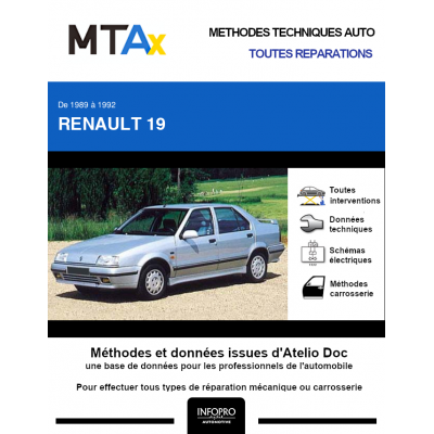 MTA Expert Renault 19 BERLINE 4 portes de 07/1989 à 04/1992