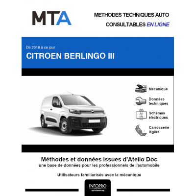 MTA Citroen Berlingo III FOURGON 4 portes de 05/2018 à ce jour