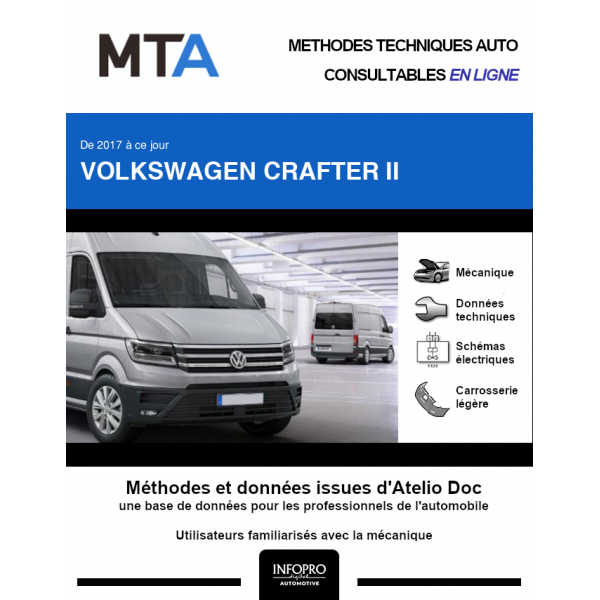 MTA Volkswagen Crafter II CHASSIS CABINE 2 portes de 10/2017 à ce jour