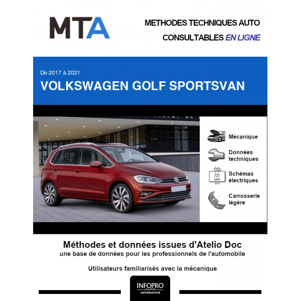 MTA Volkswagen Golf sportsvan MONOSPACE 5 portes de 10/2017 à ce jour