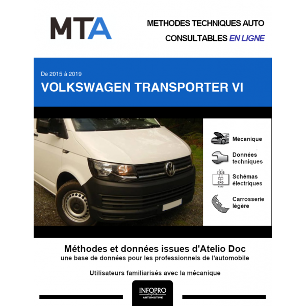 MTA Volkswagen Transporter VI CHASSIS DOUBLE CABINE 4 portes de 02/2016 à ce jour