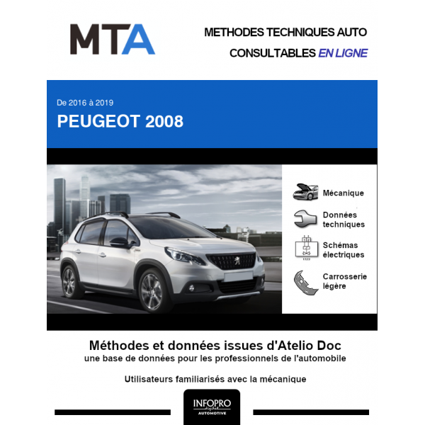 MTA Peugeot 2008 HAYON 5 portes de 06/2016 à ce jour