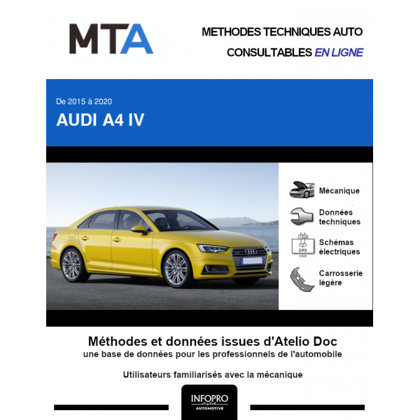 MTA Audi A4 IV BERLINE 4 portes de 10/2015 à ce jour