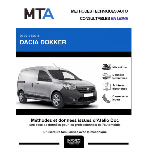 MTA Dacia Dokker FOURGON 5 portes de 09/2012 à ce jour