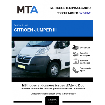 MTA Citroen Jumper III CHASSIS DOUBLE CABINE 4 portes de 06/2006 à 06/2015