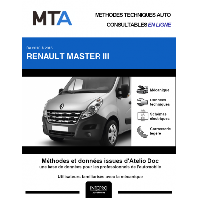 MTA Renault Master III BENNE DOUBLE CABINE 4 portes de 04/2010 à 06/2015