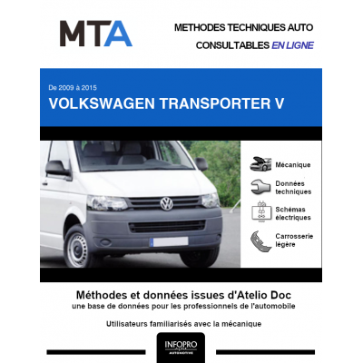 MTA Volkswagen Transporter V CHASSIS CABINE 2 portes de 11/2009 à 06/2016
