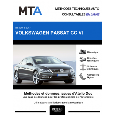 MTA Volkswagen Passat cc VI BERLINE 4 portes de 11/2011 à 12/2017