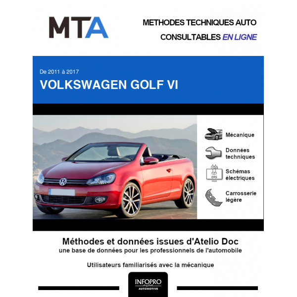 MTA Volkswagen Golf VI CABRIOLET 2 portes de 06/2011 à 06/2017