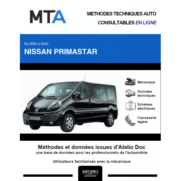 MTA Nissan Primastar BREAK 4 portes de 08/2006 à ce jour