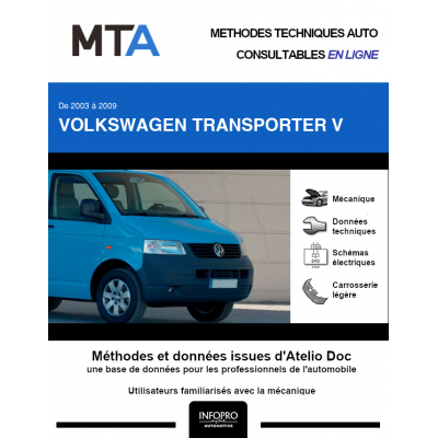 MTA Volkswagen Transporter V CHASSIS CABINE 2 portes de 06/2003 à 08/2009