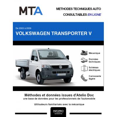 MTA Volkswagen Transporter V PICKUP 2 portes de 06/2003 à 08/2009