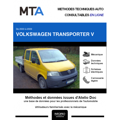 MTA Volkswagen Transporter V PICKUP DBL.CAB. 4 portes de 06/2003 à 08/2009