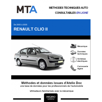 MTA Renault Clio II BERLINE 4 portes de 06/2005 à 07/2006