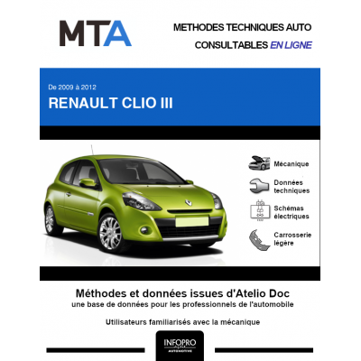 MTA Renault Clio III HAYON 3 portes de 03/2009 à 12/2014
