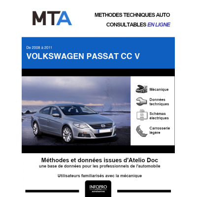 MTA Volkswagen Passat cc V BERLINE 4 portes de 06/2008 à 07/2011