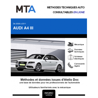 MTA Audi A4 III BERLINE 4 portes de 01/2008 à 10/2011