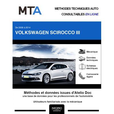MTA Volkswagen Scirocco III COUPE 3 portes de 07/2008 à 09/2014