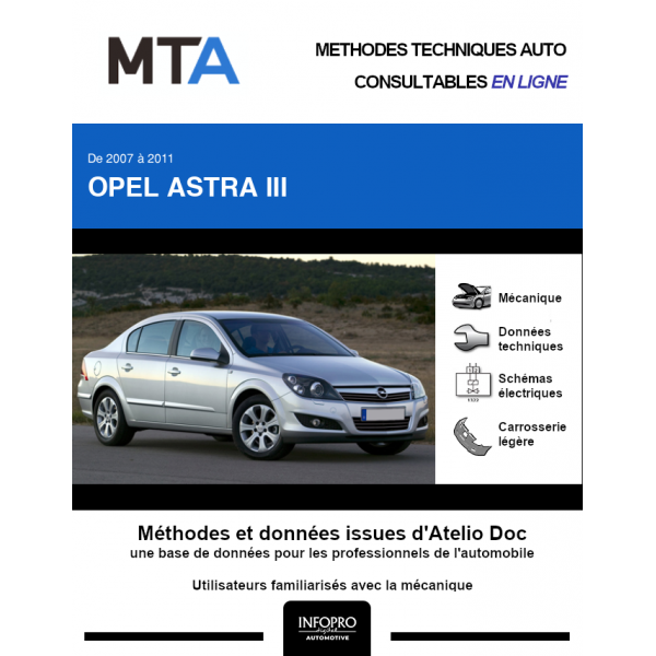 MTA Opel Astra III BERLINE 4 portes de 08/2007 à 12/2011