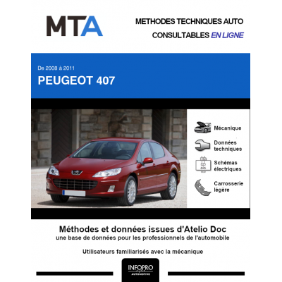 MTA Peugeot 407 BERLINE 4 portes de 07/2008 à 04/2011