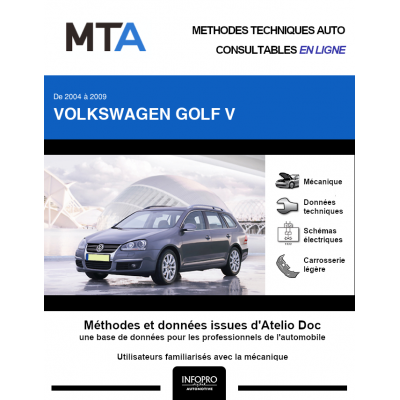 MTA Volkswagen Golf V BREAK 5 portes de 06/2007 à 12/2009