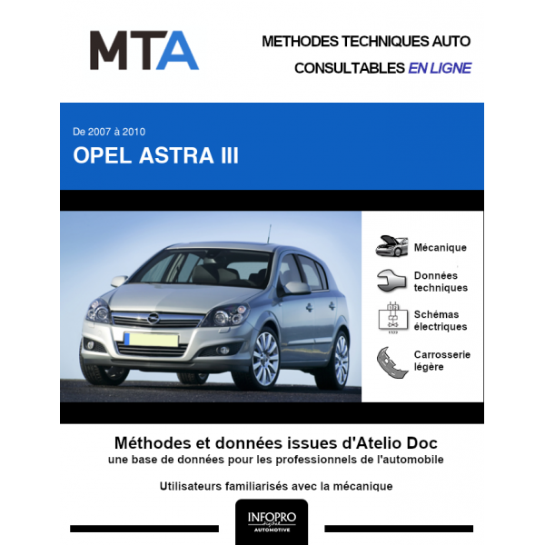 MTA Opel Astra III HAYON 5 portes de 01/2007 à 12/2010