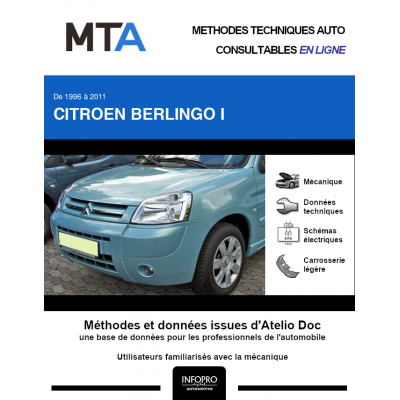 MTA Citroen Berlingo I PLANCHER CABINE 2 portes de 11/2002 à 01/2011