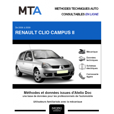 MTA Renault Clio campus II HAYON 3 portes de 07/2006 à 07/2009