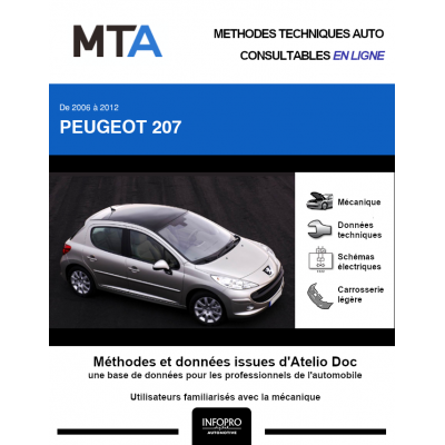 MTA Peugeot 207 HAYON 5 portes de 04/2006 à 06/2013