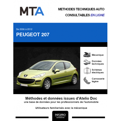 MTA Peugeot 207 HAYON 3 portes de 04/2006 à 06/2013