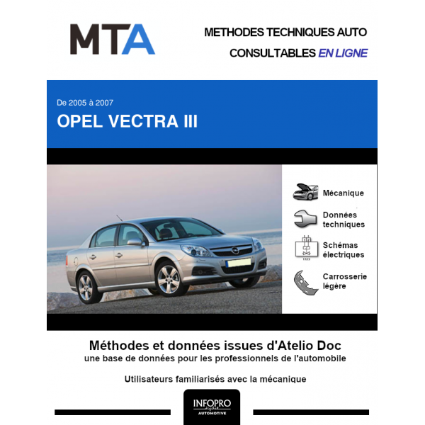 MTA Opel Vectra III BERLINE 4 portes de 10/2005 à 06/2007